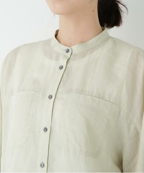 human woman / ヒューマンウーマン シャツ・ブラウス | ◆ラミーバンドカラーシャツブラウス | 詳細12