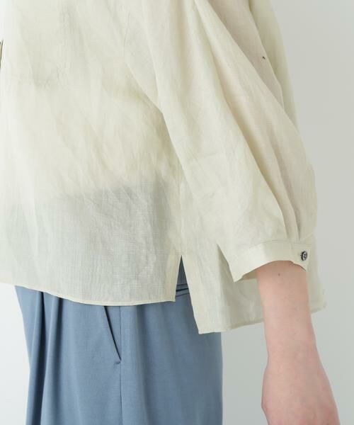 human woman / ヒューマンウーマン シャツ・ブラウス | ◆ラミーバンドカラーシャツブラウス | 詳細14