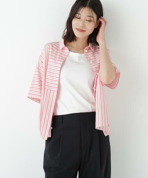 human woman / ヒューマンウーマン シャツ・ブラウス | ◆コットンストライプボックスシャツ | 詳細2