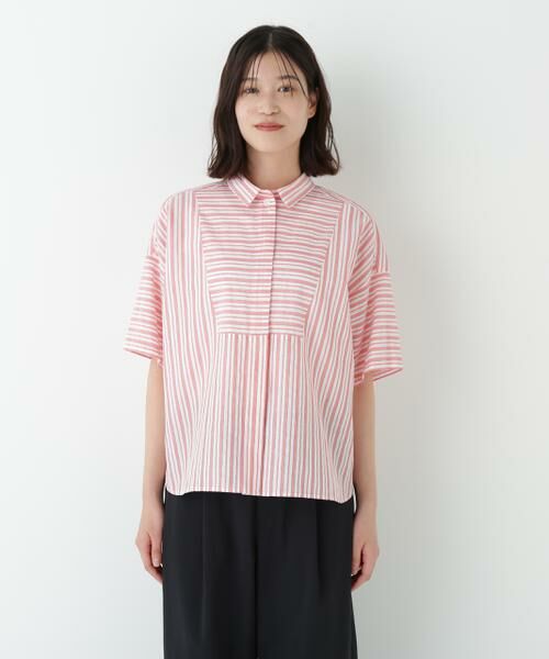 human woman / ヒューマンウーマン シャツ・ブラウス | ◆コットンストライプボックスシャツ | 詳細5