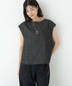 human woman / ヒューマンウーマン シャツ・ブラウス | ◆ライトオンスデニムボートネックブラウス