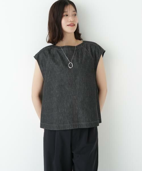 human woman / ヒューマンウーマン シャツ・ブラウス | ◆ライトオンスデニムボートネックブラウス | 詳細2