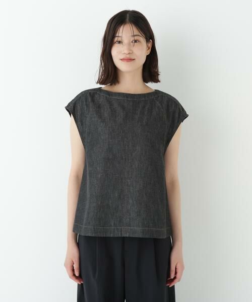 human woman / ヒューマンウーマン シャツ・ブラウス | ◆ライトオンスデニムボートネックブラウス | 詳細5
