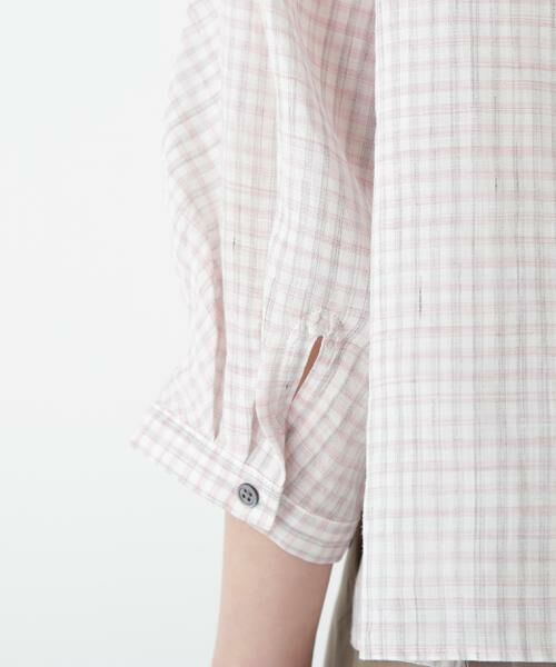 human woman / ヒューマンウーマン シャツ・ブラウス | ◆ラミーバンドカラーチェックシャツブラウス | 詳細10