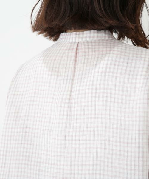 human woman / ヒューマンウーマン シャツ・ブラウス | ◆ラミーバンドカラーチェックシャツブラウス | 詳細11
