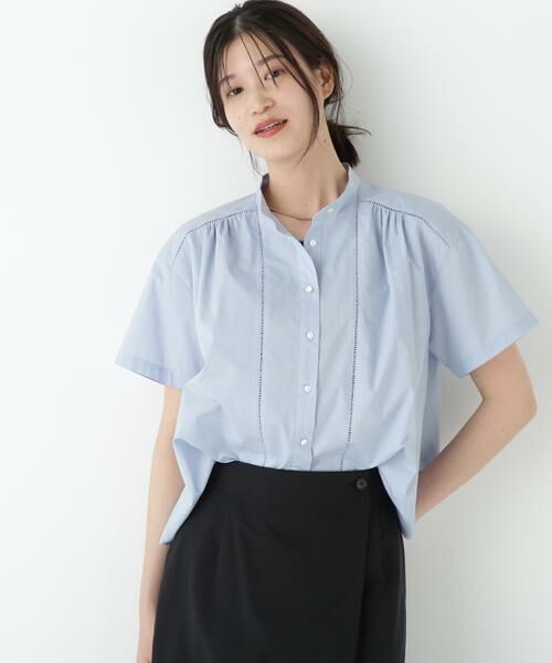 human woman / ヒューマンウーマン シャツ・ブラウス | ◆タイプライターブラウス(ライトブルー)