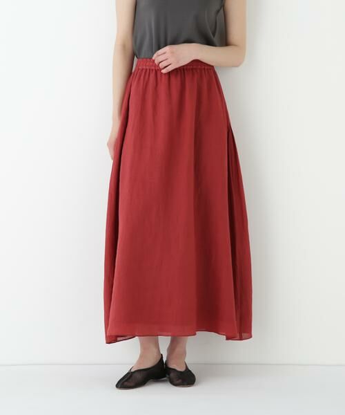 human woman / ヒューマンウーマン スカート | ◆ラミーサイドボックスタックギャザースカート | 詳細2