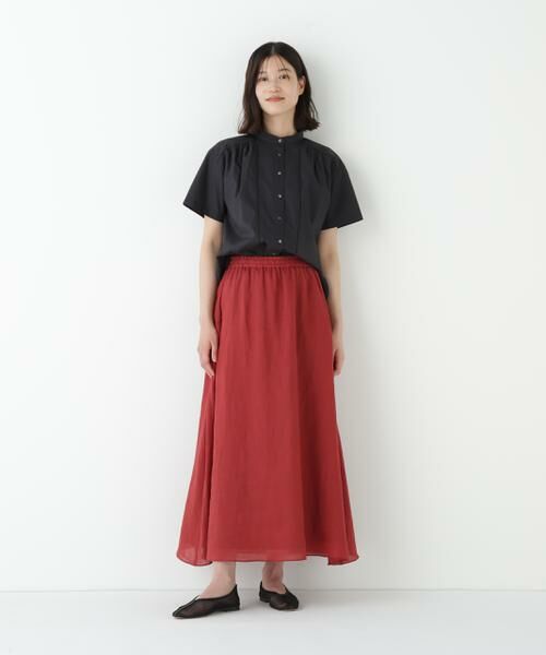 human woman / ヒューマンウーマン スカート | ◆ラミーサイドボックスタックギャザースカート | 詳細3