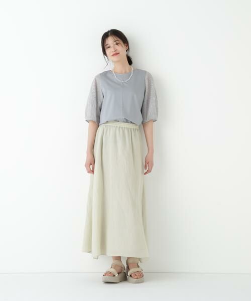 human woman / ヒューマンウーマン スカート | ◆ラミーサイドボックスタックギャザースカート | 詳細11