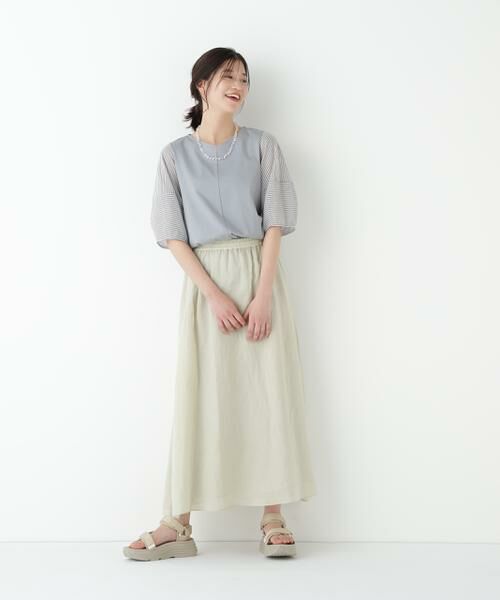 human woman / ヒューマンウーマン スカート | ◆ラミーサイドボックスタックギャザースカート | 詳細12