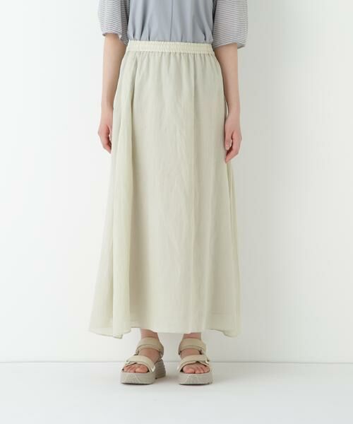 human woman / ヒューマンウーマン スカート | ◆ラミーサイドボックスタックギャザースカート | 詳細14