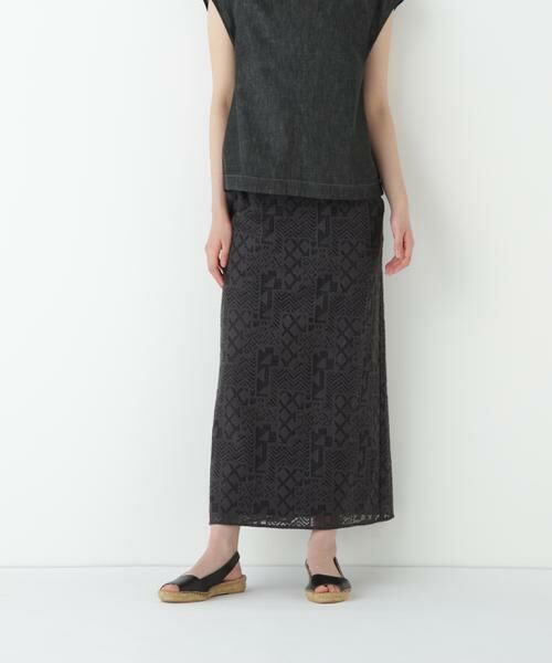 human woman/ヒューマンウーマン ◆ジオメトリックレーススカート チャコール1 M human woman/ヒューマンウーマン ◆ジオメトリックレーススカート チャコール1 M