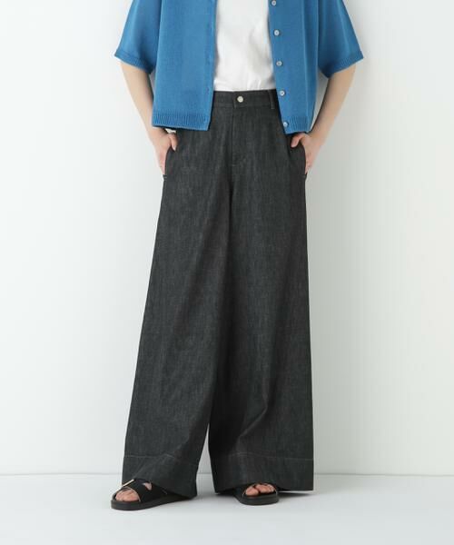 human woman/ヒューマンウーマン ◆ライトオンスデニムツイストバギーパンツ ブラックシャンブレー L human woman/ヒューマンウーマン ◆ライトオンスデニムツイストバギーパンツ ブラックシャンブレー L