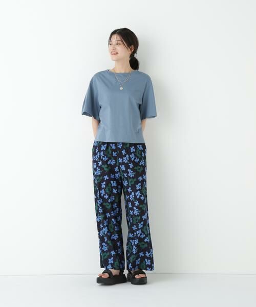 human woman / ヒューマンウーマン パンツ | ◆インドドビーリーフプリントイージーセミワイドパンツ | 詳細2