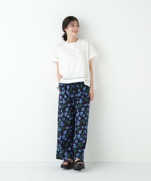 human woman / ヒューマンウーマン パンツ | ◆インドドビーリーフプリントイージーセミワイドパンツ | 詳細3