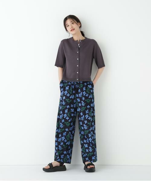 human woman / ヒューマンウーマン パンツ | ◆インドドビーリーフプリントイージーセミワイドパンツ | 詳細5