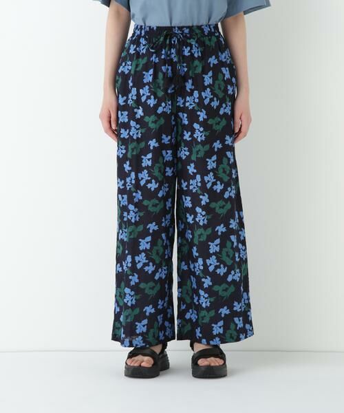 human woman / ヒューマンウーマン パンツ | ◆インドドビーリーフプリントイージーセミワイドパンツ | 詳細6