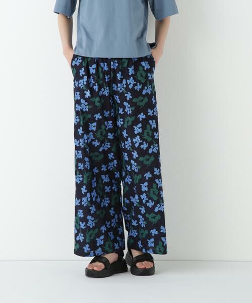 human woman/ヒューマンウーマン ◆インドドビーリーフプリントイージーセミワイドパンツ ネイビー3 M human woman/ヒューマンウーマン ◆インドドビーリーフプリントイージーセミワイドパンツ ネイビー3 M