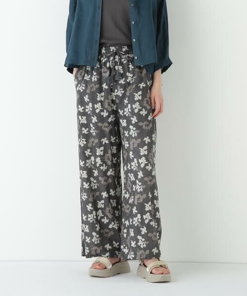 human woman / ヒューマンウーマン パンツ | ◆インドドビーリーフプリントイージーセミワイドパンツ | 詳細14