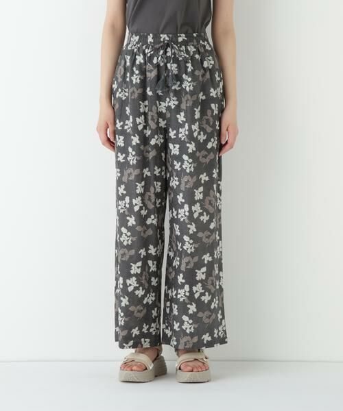 human woman / ヒューマンウーマン パンツ | ◆インドドビーリーフプリントイージーセミワイドパンツ | 詳細17