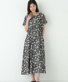 human woman / ヒューマンウーマン ワンピース | ◆インドドビーリーフプリントフレンチドルマンスリーブワンピース