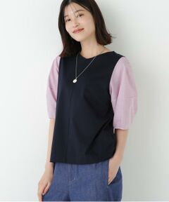 ◆シアーストライプドッキングＶネックカットソープルオーバー