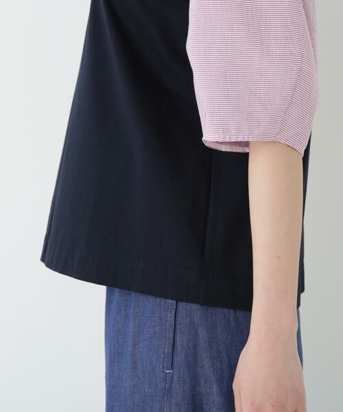 human woman / ヒューマンウーマン カットソー | ◆シアーストライプドッキングＶネックカットソープルオーバー | 詳細8