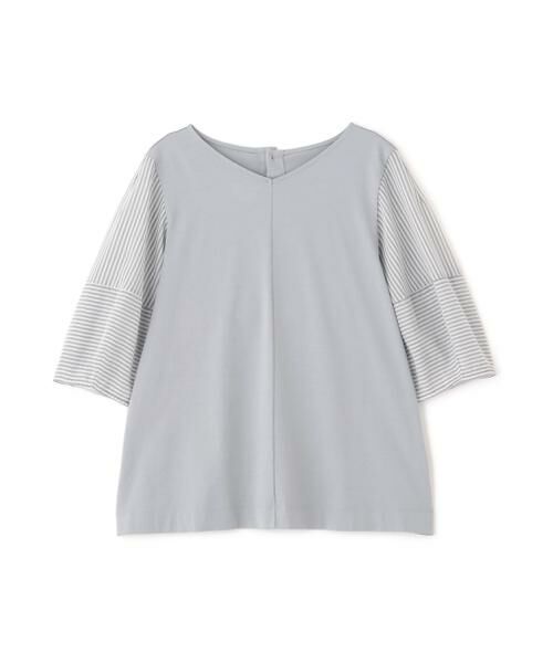 human woman / ヒューマンウーマン カットソー | ◆シアーストライプドッキングＶネックカットソープルオーバー | 詳細12