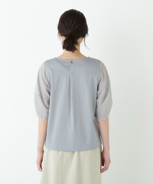 human woman / ヒューマンウーマン カットソー | ◆シアーストライプドッキングＶネックカットソープルオーバー | 詳細16