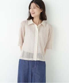 human woman / ヒューマンウーマン カットソー | ◆クロッシェレース半袖シャツ