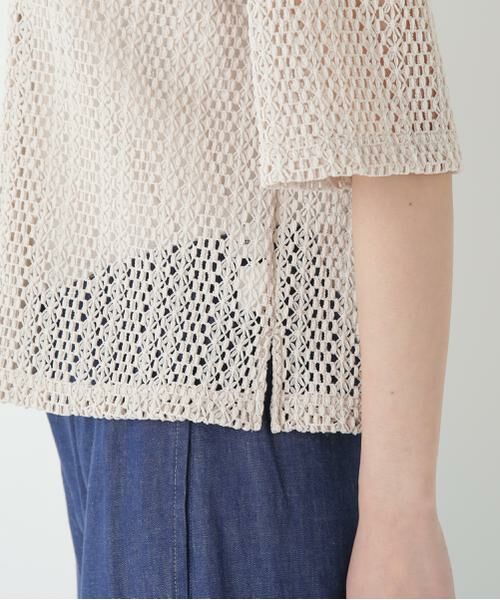 human woman / ヒューマンウーマン カットソー | ◆クロッシェレース半袖シャツ | 詳細8