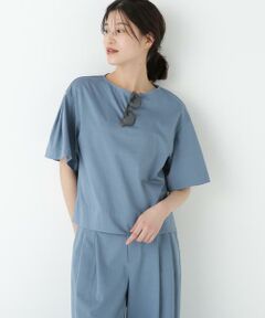 human woman / ヒューマンウーマン カットソー | ◆プレーティング天竺タックスリーブボートネックプルオーバー