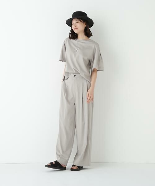 human woman / ヒューマンウーマン カットソー | ◆プレーティング天竺タックスリーブボートネックプルオーバー | 詳細8