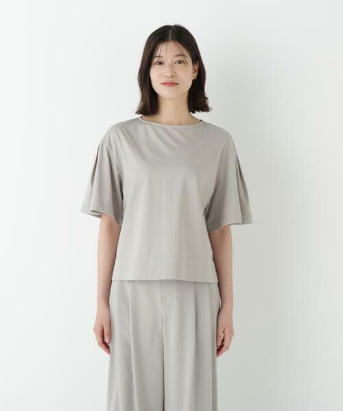 human woman / ヒューマンウーマン カットソー | ◆プレーティング天竺タックスリーブボートネックプルオーバー | 詳細9