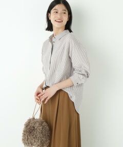 human woman / ヒューマンウーマン シャツ・ブラウス | ◆パナマサッカーストライプシャツブラウス