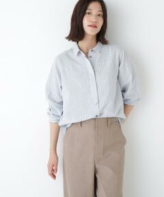 human woman / ヒューマンウーマン シャツ・ブラウス | ◆パナマサッカーストライプシャツブラウス