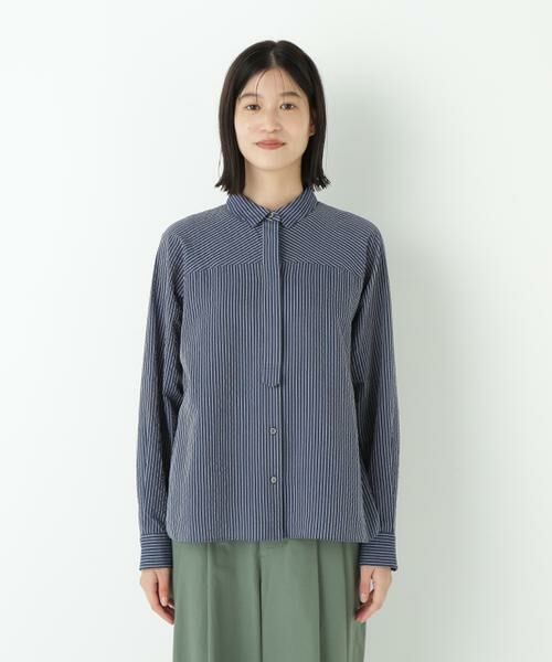 human woman / ヒューマンウーマン シャツ・ブラウス | ◆パナマサッカーストライプシャツブラウス | 詳細3