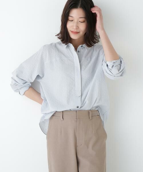 human woman / ヒューマンウーマン シャツ・ブラウス | ◆パナマサッカーストライプシャツブラウス | 詳細12