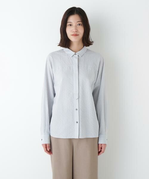 human woman / ヒューマンウーマン シャツ・ブラウス | ◆パナマサッカーストライプシャツブラウス | 詳細14