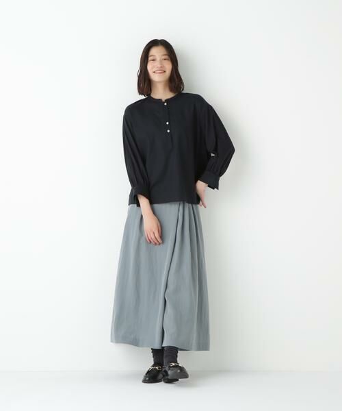 HUMAN WOMAN ヒューマンウーマン シャツ ブラウス シルク コットン ◇綿シルクスキッパーブラウス （シャツ・ブラウス）｜human