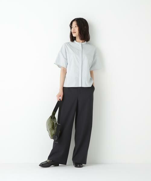 human woman / ヒューマンウーマン シャツ・ブラウス | ◆ストライプローン６分袖ブラウス | 詳細2