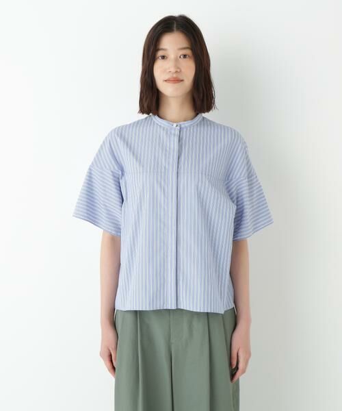human woman / ヒューマンウーマン シャツ・ブラウス | ◆ストライプローン６分袖ブラウス | 詳細10