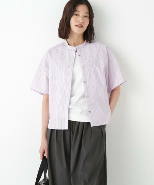 human woman / ヒューマンウーマン シャツ・ブラウス | ◆ストライプローン６分袖ブラウス | 詳細18