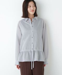 human woman / ヒューマンウーマン シャツ・ブラウス | ◆シアストライプブラウス