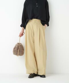 human woman / ヒューマンウーマン パンツ | ◆綿ナイロンタッサータックワイドパンツ