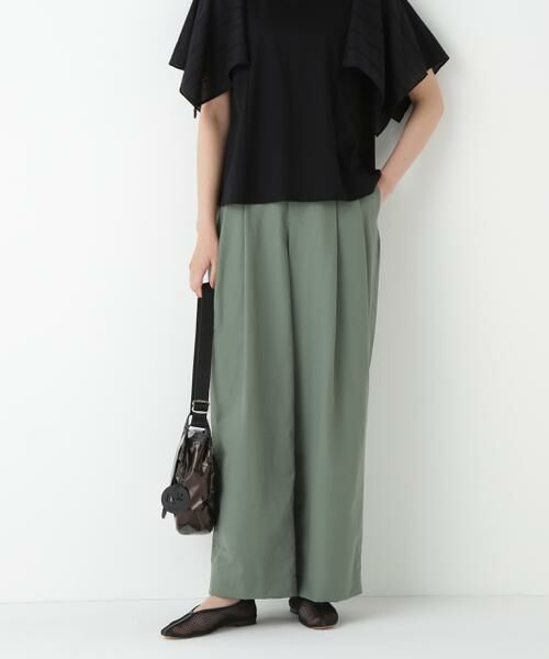 human woman / ヒューマンウーマン パンツ | ◆綿ナイロンタッサータックワイドパンツ | 詳細2