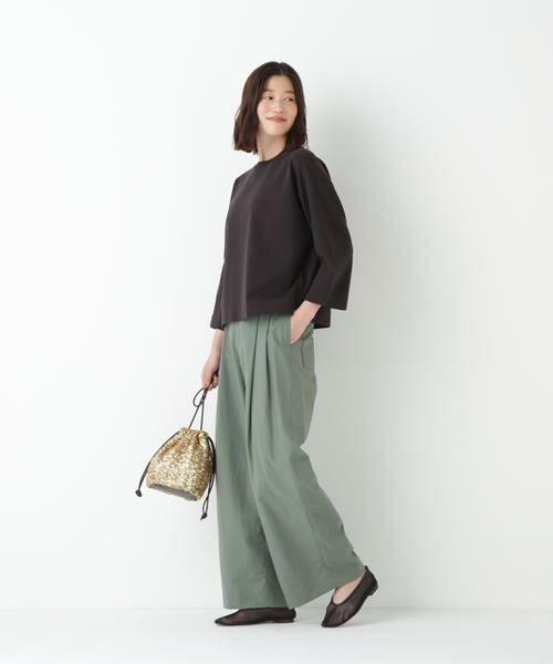 human woman / ヒューマンウーマン パンツ | ◆綿ナイロンタッサータックワイドパンツ | 詳細4