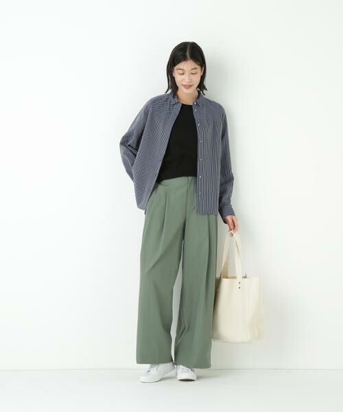human woman / ヒューマンウーマン パンツ | ◆綿ナイロンタッサータックワイドパンツ | 詳細6
