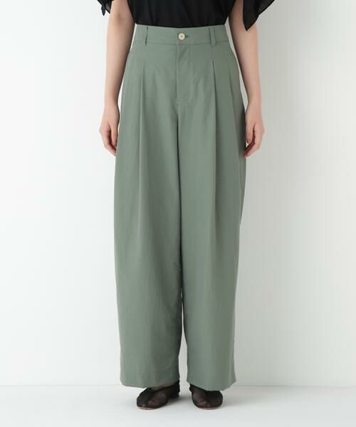 human woman / ヒューマンウーマン パンツ | ◆綿ナイロンタッサータックワイドパンツ | 詳細7