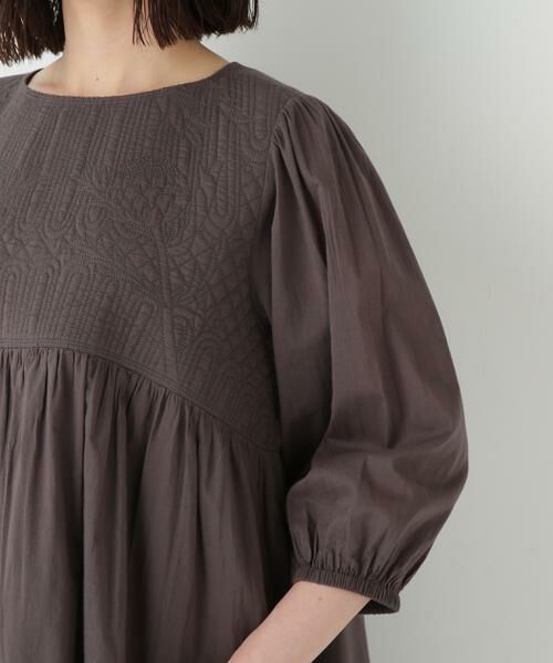 human woman / ヒューマンウーマン ワンピース | ◆インドコットンボイルキルティングドッキングワンピース | 詳細8